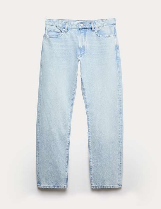Gerade geschnittene, gebleichte Denim-Jeans