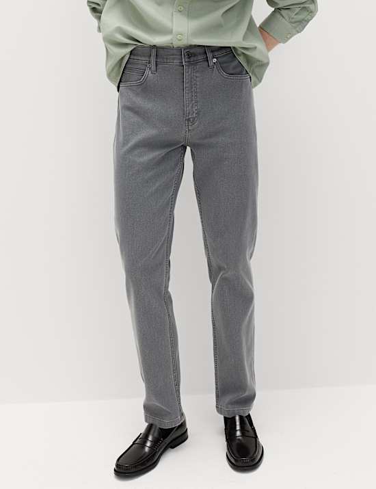 Straight Fit Textured 5 Pocket Jeans