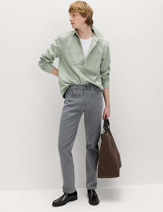 Straight Fit Textured 5 Pocket Jeans