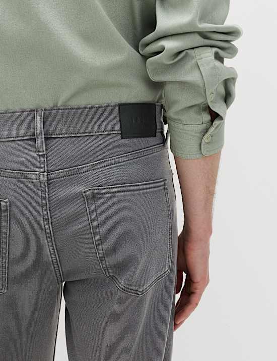 Straight Fit Textured 5 Pocket Jeans