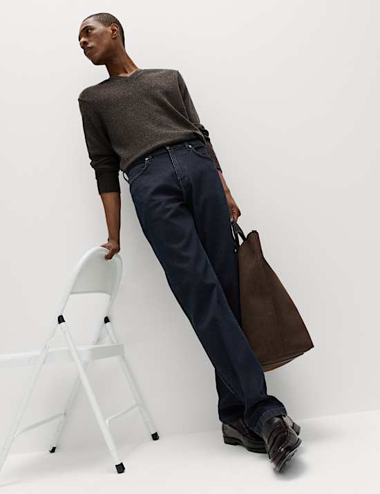 Straight Fit Textured 5 Pocket Jeans