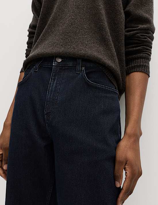 Straight Fit Textured 5 Pocket Jeans