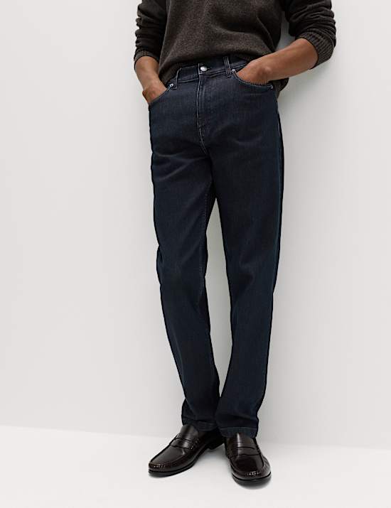 Straight Fit Textured 5 Pocket Jeans