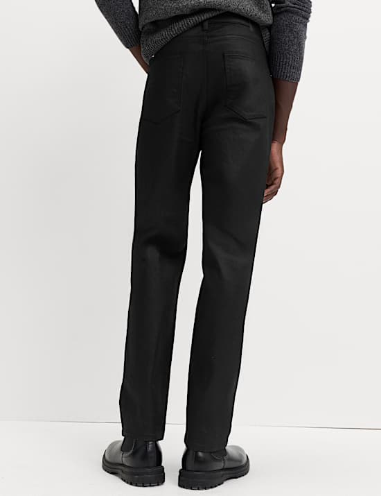 מכנסי ג'ינס עם ציפוי בגזרה ישרה