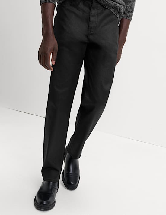 מכנסי ג'ינס עם ציפוי בגזרה ישרה