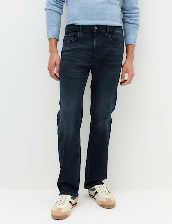 Straight Fit Textured Comfort Stretch Jeans