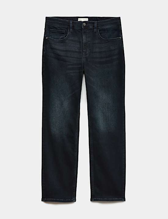 Straight Fit Textured Comfort Stretch Jeans