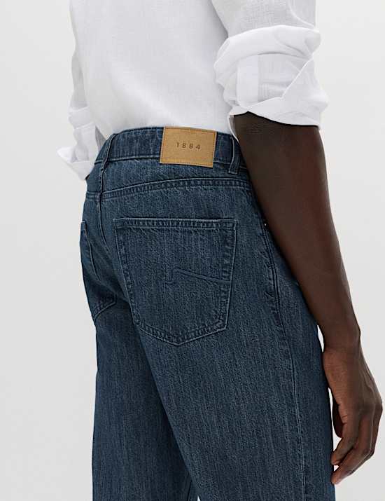 Tapered Fit Lightweight Jeans with Linen