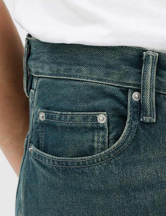 Relaxed Straight Fit Stretch Jeans