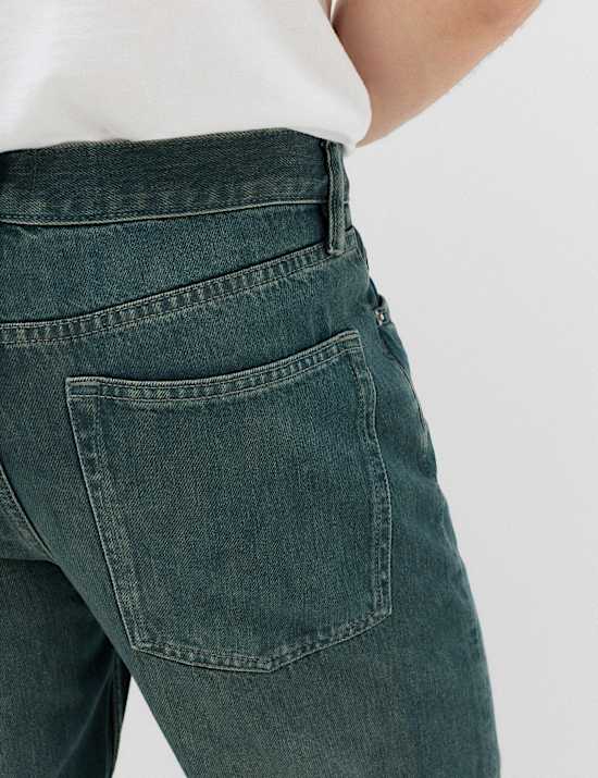 Relaxed Straight Fit Stretch Jeans