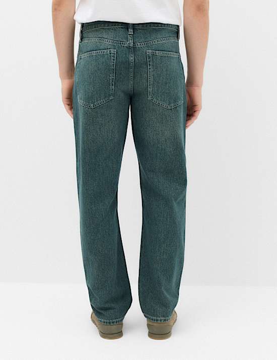 Relaxed Straight Fit Stretch Jeans