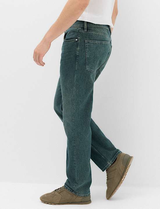 Relaxed Straight Fit Stretch Jeans
