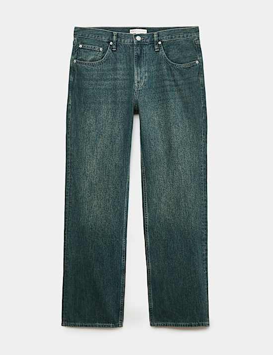 Relaxed Straight Fit Stretch Jeans