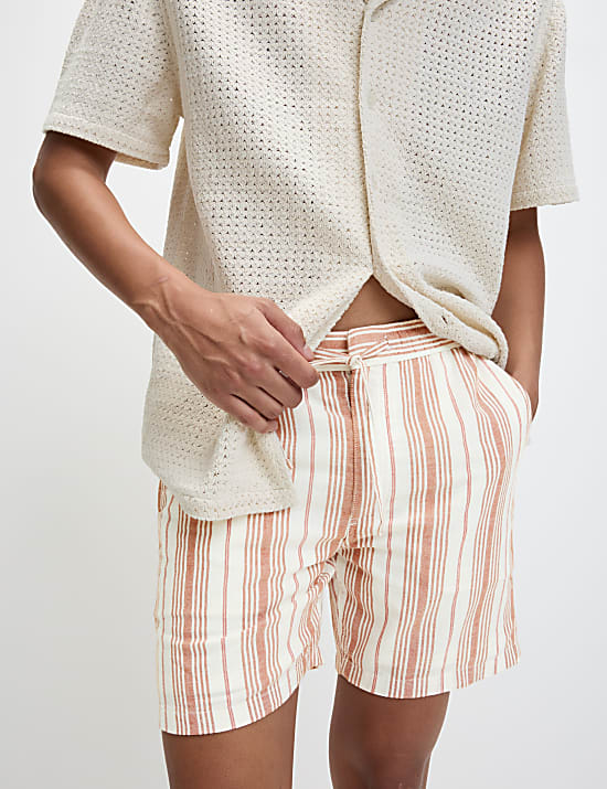 Pure Cotton Striped Shorter Shorts