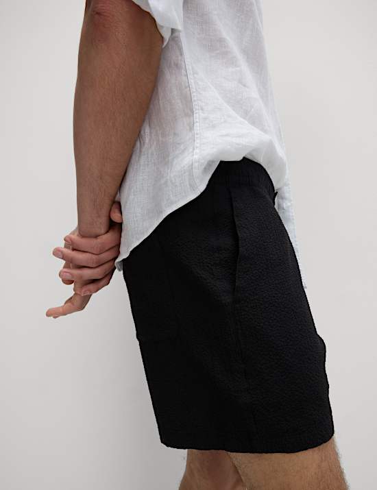 Elasticated Waist Seersucker Shorter Shorts