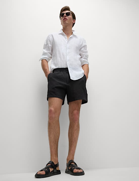 Elasticated Waist Seersucker Shorter Shorts