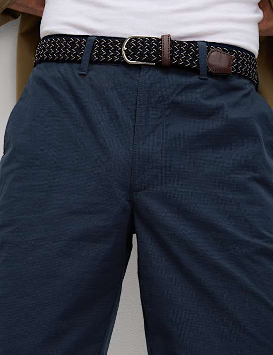 Pure Cotton Checked Belted Chino Shorts