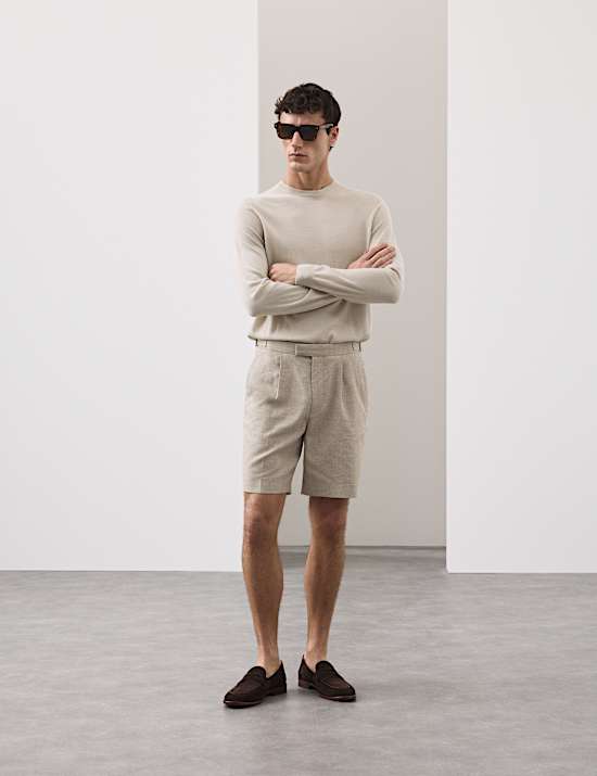 Regular Fit Textured Linen Shorts