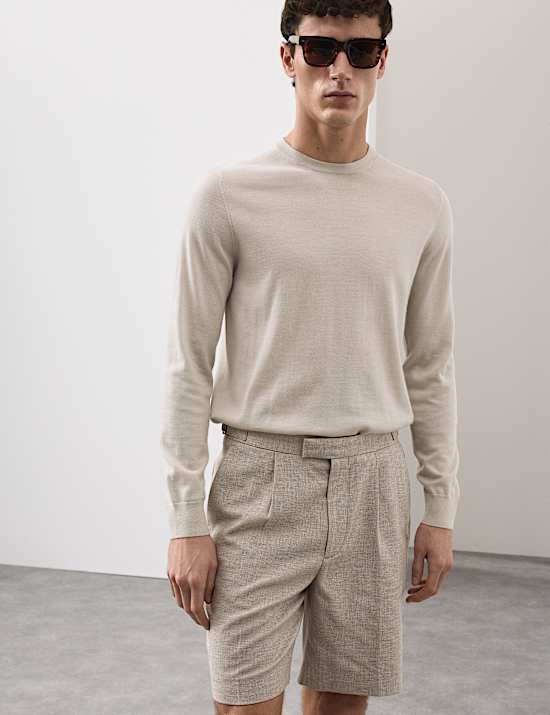 Regular Fit Textured Linen Shorts