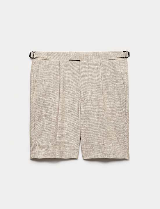 Regular Fit Textured Linen Shorts