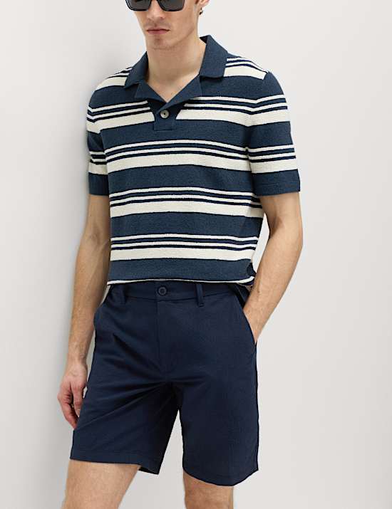 Seersucker-Chino-Shorts mit Halbelastikbund