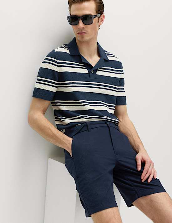 Seersucker-Chino-Shorts mit Halbelastikbund