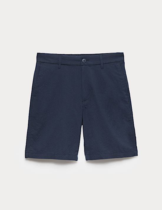Seersucker-Chino-Shorts mit Halbelastikbund