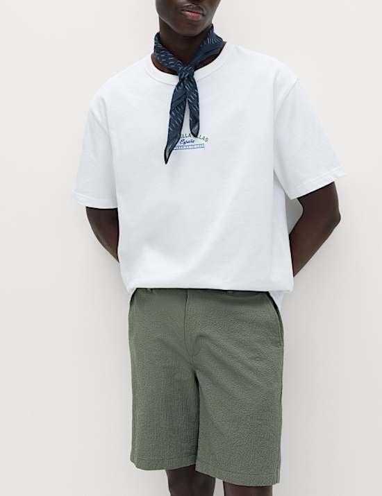 Half-Elasticated Waist Seersucker Chino Shorts