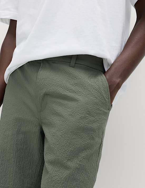 Half-Elasticated Waist Seersucker Chino Shorts