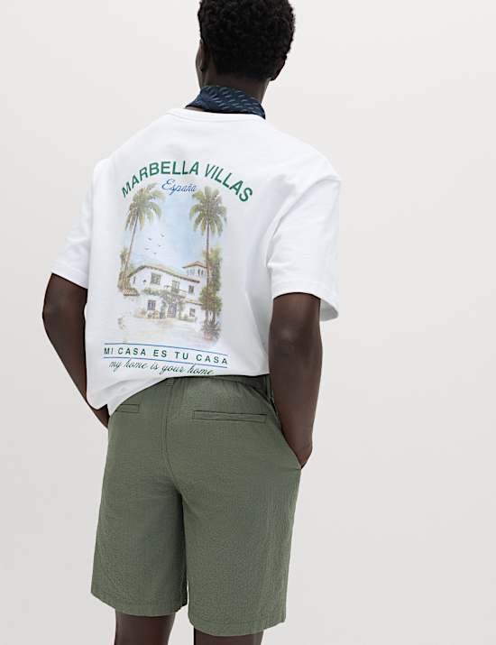 Half-Elasticated Waist Seersucker Chino Shorts