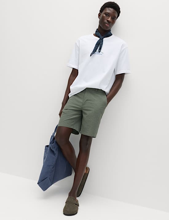 Half-Elasticated Waist Seersucker Chino Shorts