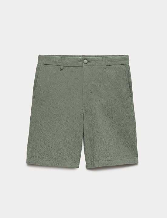 Half-Elasticated Waist Seersucker Chino Shorts