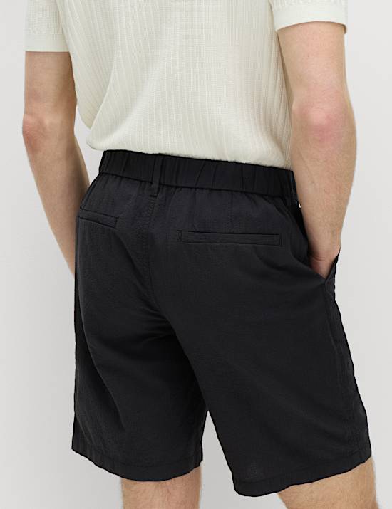 Half-Elasticated Waist Seersucker Chino Shorts