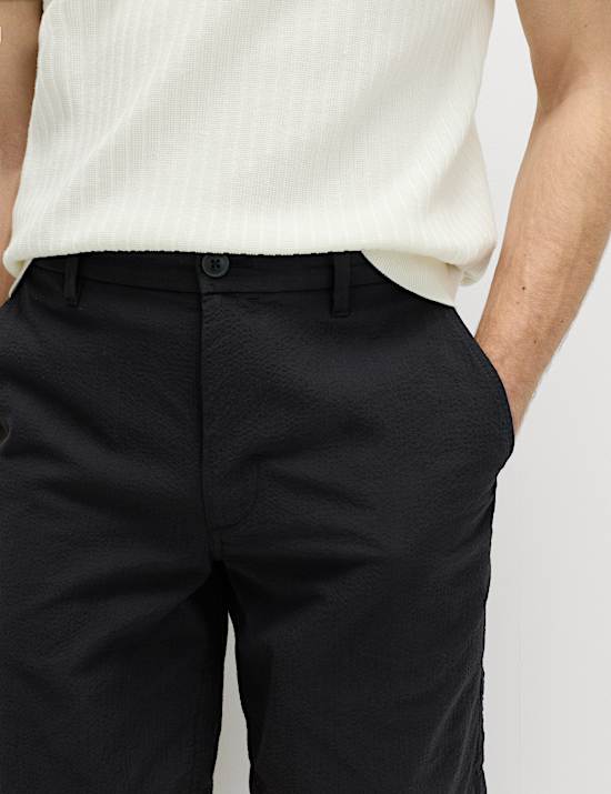 Half-Elasticated Waist Seersucker Chino Shorts
