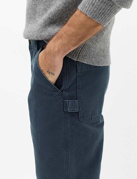 Pantalon utilitaire 100 % coton coupe large
