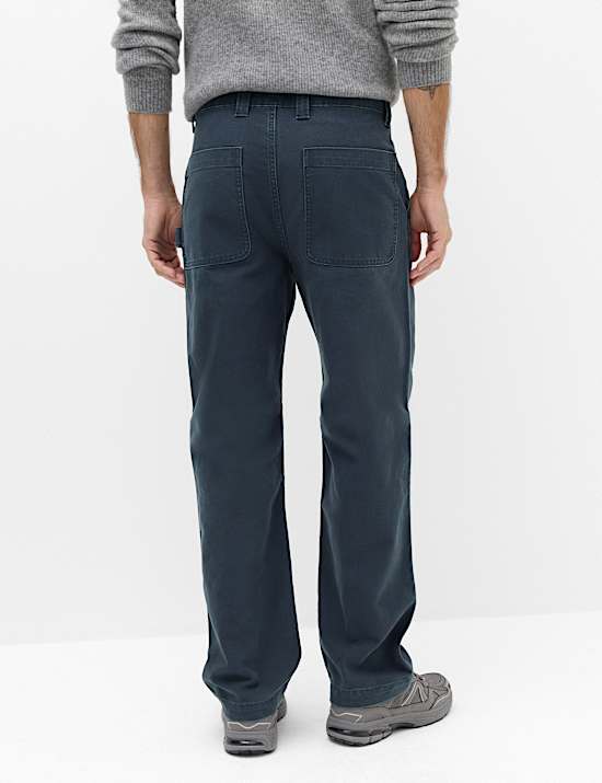 Pantalon utilitaire 100 % coton coupe large