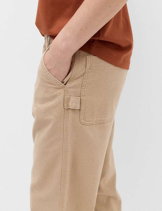 Loose Fit Pure Cotton Utility Trousers