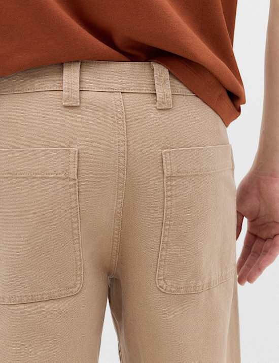 Loose Fit Pure Cotton Utility Trousers