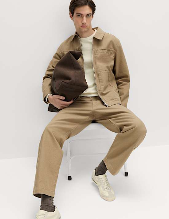 Loose Fit Pure Cotton Utility Trousers