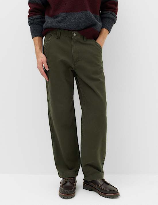 Loose Fit Pure Cotton Utility Trousers