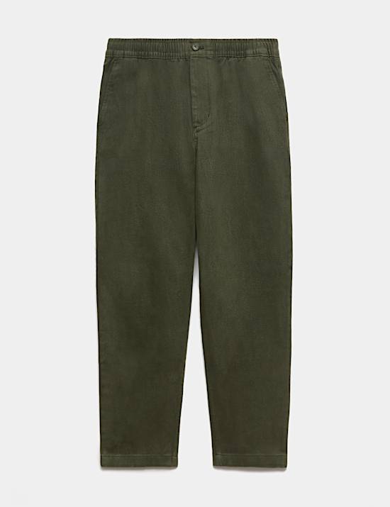 Broek met elastische tailleband en taps toelopende pasvorm