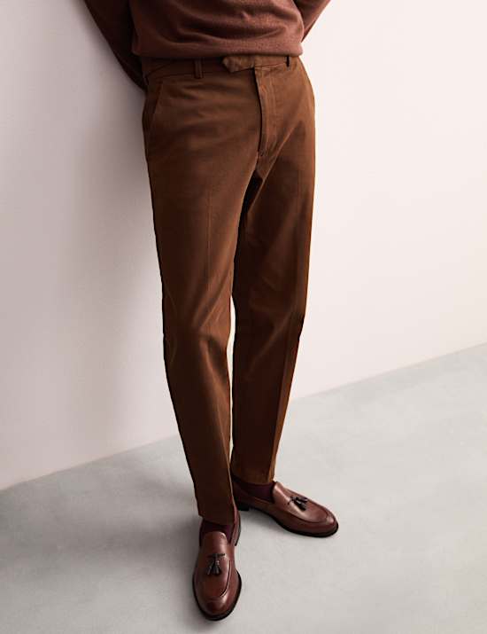 Tapered Fit Italian Flat Front Chinos