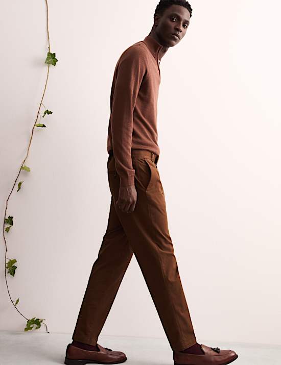 Tapered Fit Italian Flat Front Chinos