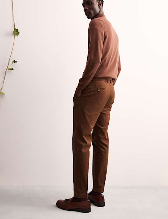 Tapered Fit Italian Flat Front Chinos