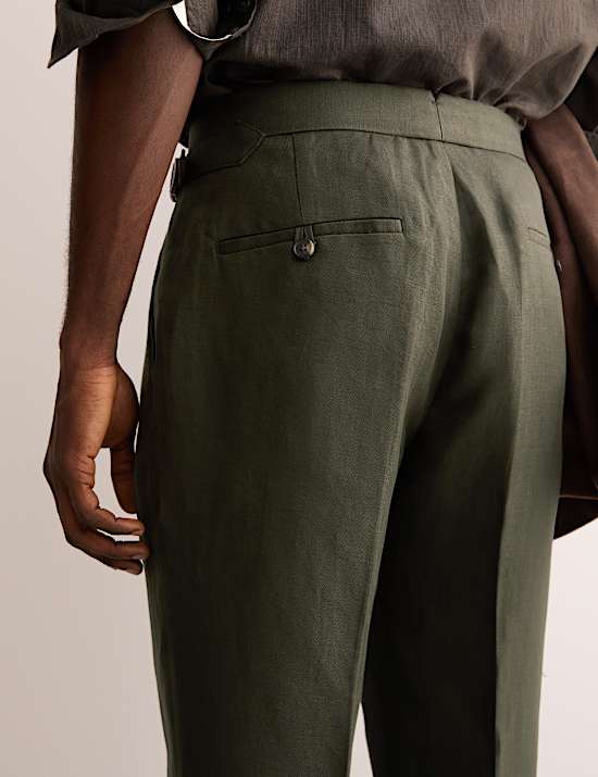 Tapered Fit Linen Blend Trousers