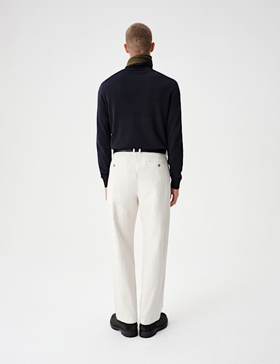 Relaxed Fit Corduroy Pleat Front Trousers
