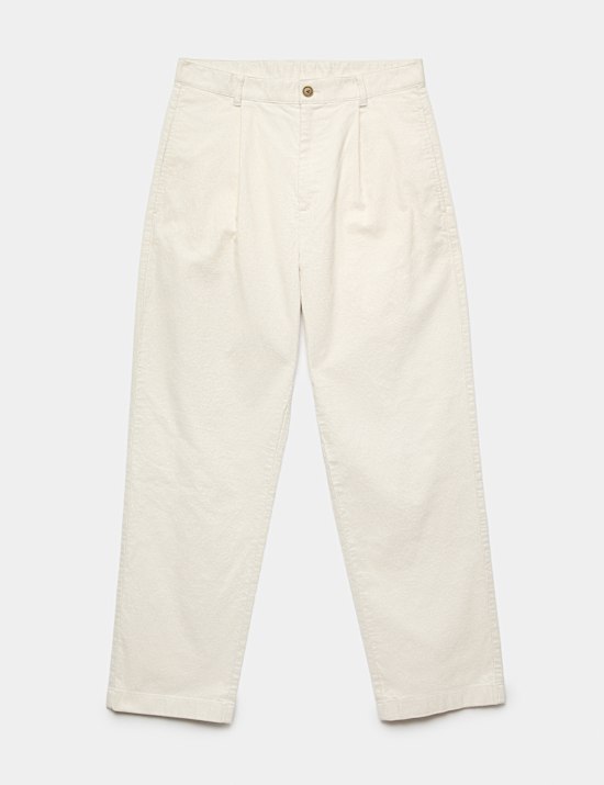 Relaxed Fit Corduroy Pleat Front Trousers