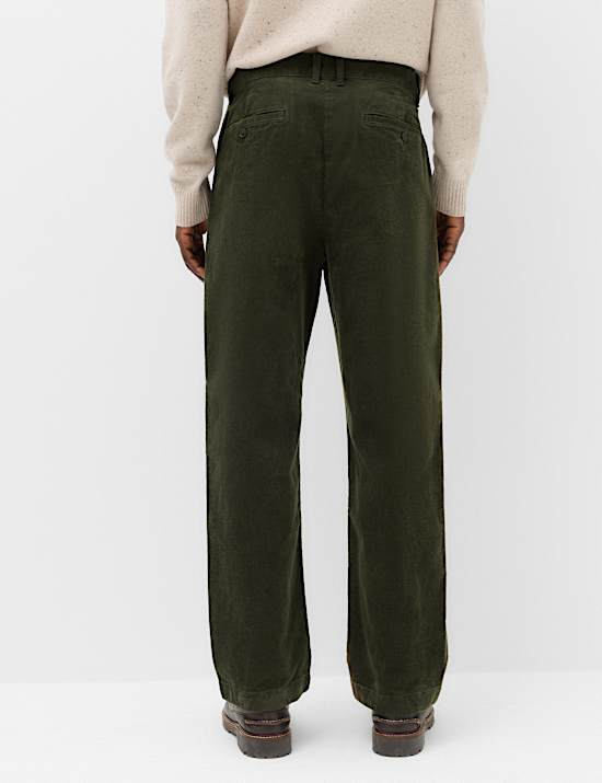 Relaxed Fit Corduroy Pleat Front Trousers