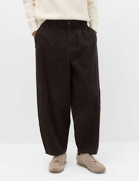 Barrel Fit Corduroy Trousers
