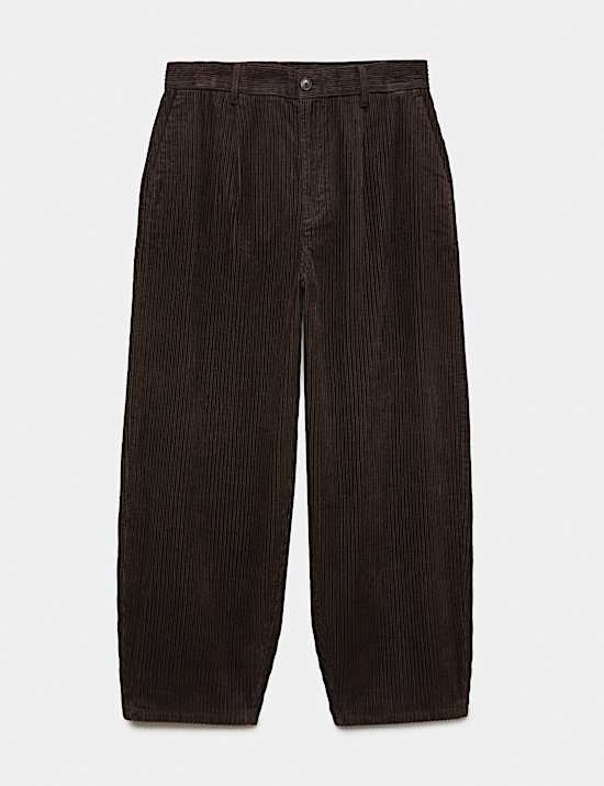 Barrel Fit Corduroy Trousers